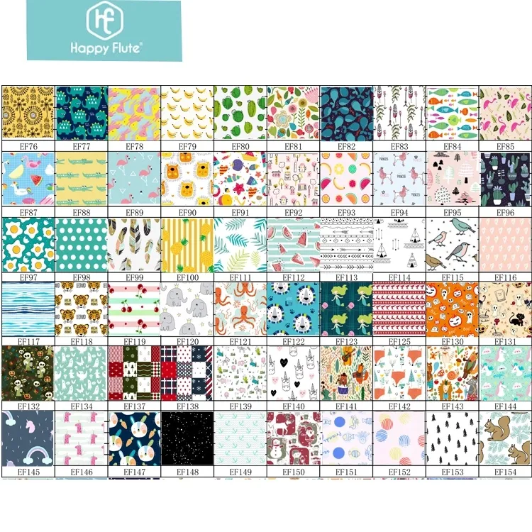 Happyflute tùy chỉnh in ấn kỹ thuật số vải bán buôn 100% Polyester vải cho PU Vải không thấm nước tã satin hoa vải