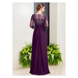 Abiti da Sera in Chiffon per la <span class=keywords><strong>Madre</strong></span> della Sposa e dello Sposo con Maniche a 3/4 e Applicazioni di Paillettes Abiti Formali per Matrimoni - Product Image 3