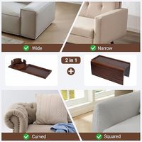 Vielseitiger Sofa-Armlehnen-Tablett aus Bambus mit Rutschfester Couch-Armlehnenablage für Getränke, Snacks, Fernbedienung und Handy