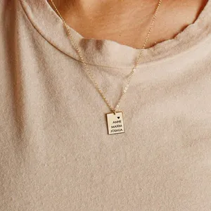 Collares <span class=keywords><strong>con</strong></span> Colgante Rectangular de Iniciales Personalizadas EManco, Joyería de Acero Inoxidable, Regalos para <span class=keywords><strong>Amigos</strong></span>, Dropshipping - Product Image 6