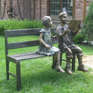 ประติมากรรมโลหะกลางแจ้งขนาดเท่าคนจริง รูปเด็กชายและสุนัข งานประติมากรรมทองสัมฤทธิ์  BLVE Custom Modern Outdoor <span class=keywords><strong>Life</strong></span> Size Metal Garden Sculptures - Product Image 3
