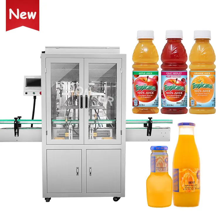 Máquina de enchimento e etiquetagem líquida automática aprovada ce, garrafa de suco de frutas, máquina de enchimento e rótulos