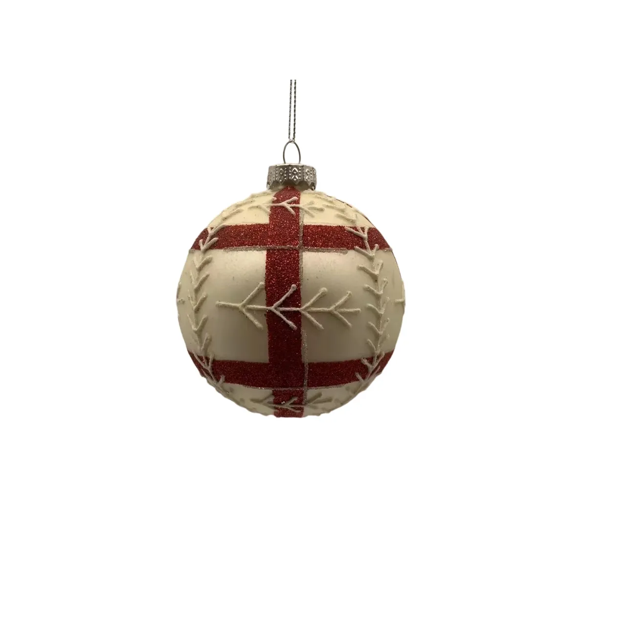 Wholesale classic Christmas decoration handmade 6cm red snowflake Christmas glass ball