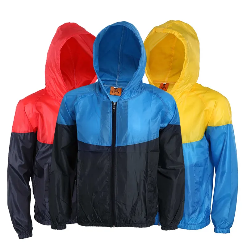 2022 Best Selling Customized hooded polyester lightweight windbreaker jackets fashion color stitching trench coat