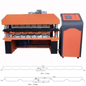 Double Layer Trapezoid Roof Panel Tile Roll Forming Machine with European PLC control system