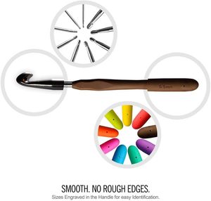 Juego de 9 Ganchillos de Alta Calidad, Ecológicos, de Aluminio y Silicona, con Mango de Plástico Multicolor, para Tejer a Mano - Product Image 6