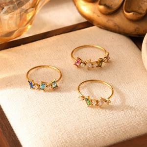 Anillo de Moda Talla 6 7 8 de Acero Inoxidable 316, Anillo Hip Hop Chapado en Oro de 14k con Diamante Cultivado en Laboratorio para Mujer - Product Image 2