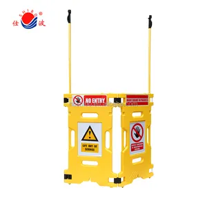 Traffic Road 3 Folding Expandable Safety Barrier Handle Folding Elevator Lift Maintenance Protect People Plastic Barrier