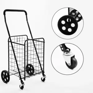 30KGS Factory Customized Portable Folding Steel Wire Shopping Trolleys Carts For Supermarket Mini Shopping Trolley Cart