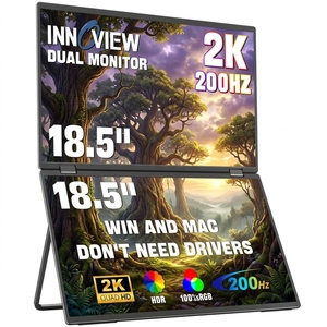 Monitor Portátil Dual Ancho con Relación de Contraste de 1000:1, Ángulo de Visión Completo de 315°, Altavoces Estéreo Integrados para Transmisión de Películas - Product Image 1