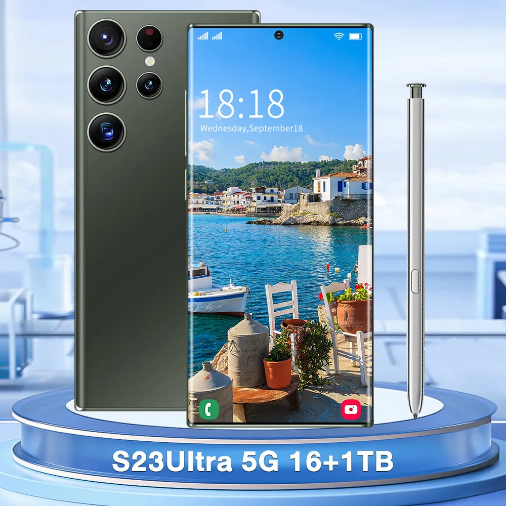 S23 Ponsel Pintar Ultra 16GB + 1TB Android 7.3 Inci 6800MAh 5G 32Mp + 64MP Versi Global Ponsel Kartu SIM Ganda