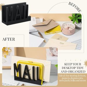 Wooden Trust Desktop <b>File</b> Storage Rack Black 3 Layer Letter <b>Organizer</b> Office Desk <b>Organizer</b> - Product Image 3