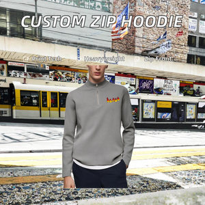 Sudadera de Algodón 100% Pesado con Cierre de Cremallera, Bordada y Personalizada al por Mayor, de Alta Calidad, Transpirable, Estilo Hip Hop y Streetwear - Product Image 2