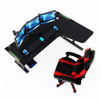 Bureau d'ordinateur en L personnalisé pour la vente en gros, style course, pour ordinateur portable, bureau à domicile, surface en métal et fibre de carbone