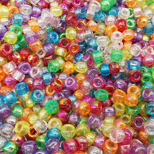 6*9mm arc-en-ciel grand trou tresses perles pour enfants solide acrylique lâche poney perle bricolage à la main matériel de perle - Product Image 3