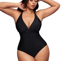 Maillot de bain une pièce dos nu amincissant pour femme, en nylon noir et bleu, grandes tailles L à 4XL, le plus vendu