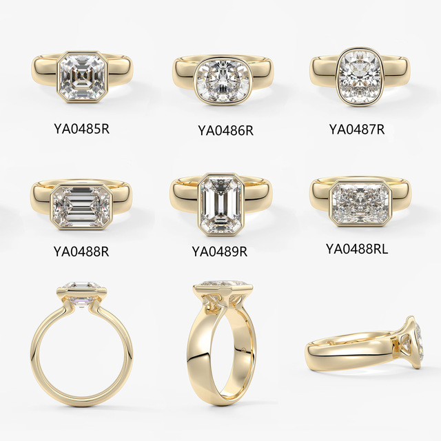 S925 Silver & 18K Gold Plated Emerald Cut Moissanite Engagement Ring Elegant Wedding Band for Women
