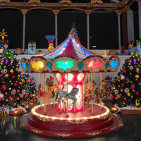 Anyou Grand Carrousel de Noël à musique lumineuse Décorations de vacances européennes Carrousel tournant éclairé Figurines de Noël Jouets