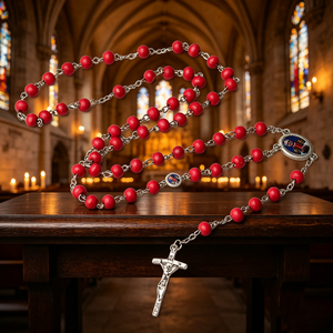 Rosario católico de alta gama, blanco, con San Judas, rojo, niños con San Benito, al por mayor, de rosas, tonalidades tierra, Israel. - Product Image 3