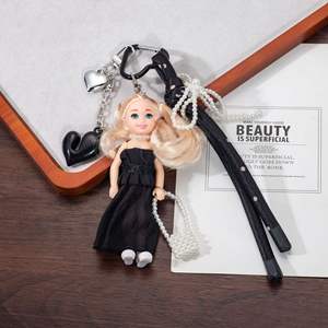 Poupée HECION OOTD portant une <span class=keywords><strong>jupe</strong></span>, pull élégant et tendance, fille aux longs cheveux, porte-monnaie pendentif pour poupée, porte-clés personnalisé <span class=keywords><strong>DIY</strong></span> - Product Image 5