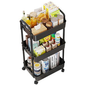 3 Tier 4 Tiers ABS Plastic Storage Vegetable <strong>Rack</strong> Shelf Bedroom Bathroom <strong>Kitchen</strong> Storage Trolley Snack Storage <strong>Rack</strong> with Wheels - Product Image 4