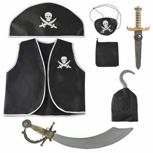 Conjunto de 7 Piezas de Ropa de Pirata para Niños, Artículos de Fiesta, Decoración, Conjunto de 5 Piezas de Accesorios de Cosplay para Halloween - Product Image 1