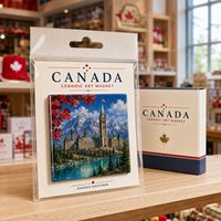 Aimant de réfrigérateur carré en céramique, souvenir touristique du Canada, avec impression de monuments, aimant de réfrigérateur personnalisé avec œuvre d'art urbaine, OEM ODM, vente en gros