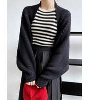 Prix d'usine – Cardigan poncho élégant et luxueux pour femme, en maille lâche de laine et acrylique, coupe courte, tricot épais et ample