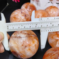 Nouveauté prix usine naturel poli guérison cristal artisanat pierres rouge feu Quartz sphère pour la décoration