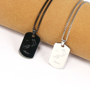 Collar <span class=keywords><strong>de</strong></span> acero inoxidable para hombre con cadena <span class=keywords><strong>de</strong></span> eslabones, nuevo diseño, etiqueta rectangular <span class=keywords><strong>de</strong></span> frase inspiradora grabada personalizada para niños - Product Image 5