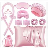 Kit Complet de Coiffure pour Femme : Bigoudis Sans Chaleur, Bonnet de Nuit en Satin, Masque pour les Yeux et Accessoires de Soin Personnel Multi-Pièces