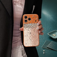 Étui de téléphone pour iPhone en similicuir de crocodile, tendance, antichoc, luxe