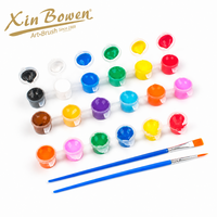 Peinture acrylique écologique Xin Bowen, vente directe d'usine, kit DIY pour enfants, 6 pots de 3 ml avec pinceaux en plastique