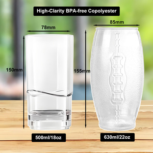 <span class=keywords><strong>Verre</strong></span> à bière en <span class=keywords><strong>plastique</strong></span> copolyester <span class=keywords><strong>réutilisable</strong></span>, haute transparence, bords lisses, sans BPA, 310 ml, 360 ml, 450 ml, 480 ml - Product Image 2