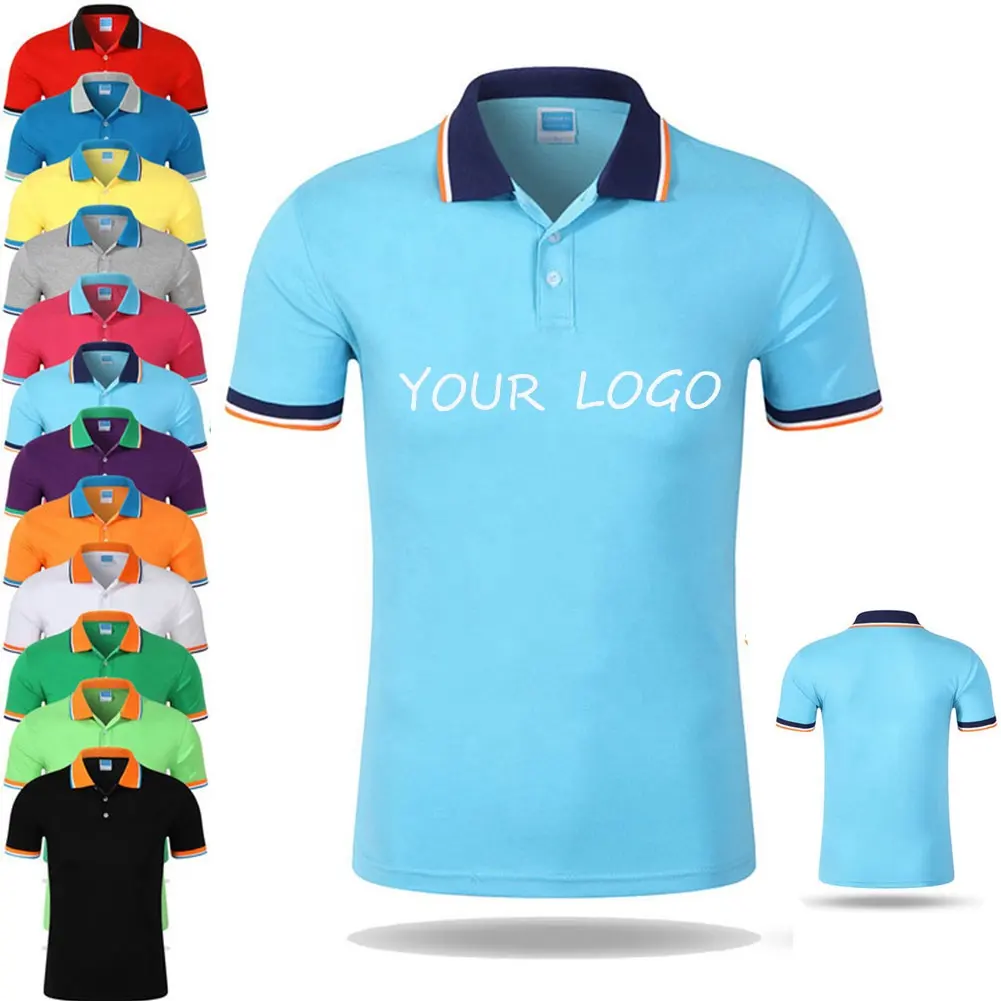Navy Blue Cotton Tshirt Custom Mens Golf Polo Shirts Shirt With Embroidery Logo