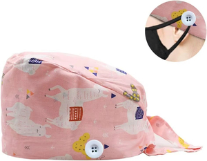Premium Adjustable Tie Back <b>Scrub</b> <b>Caps</b> Breathable Cotton Blend Surgical Hat Anti Fog Button Operating <b>Cap</b> Unisex Needle - Product Image 2