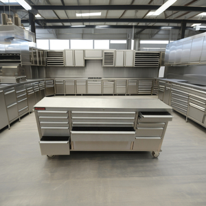 خزانات مطبخ ثقيلة من الفولاذ المقاوم للصدأ طراز OEM ODM ، 15 درج ، عربة عربة ، طاولة عمل ، جراج ورشة عمل - Product Image 1