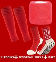 Chaussettes de football antidérapantes pour hommes avec protège-tibias et sangles