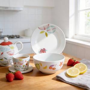 Juego de Vajilla HARVIT para <span class=keywords><strong>Desayuno</strong></span>, Tazón para Cereal, Plato para Postre, Tazas, Platos Pequeños - Vajilla de Porcelana para el Té de la Tarde, Juego de Café Alemán - Product Image 3