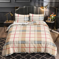 Juego de Ropa de Cama de Lujo con Diseño Clásico a Cuadros, Impresión Digital 3D Personalizada al por Mayor, Incluye Sábanas, Fundas de Almohada y Funda Nórdica