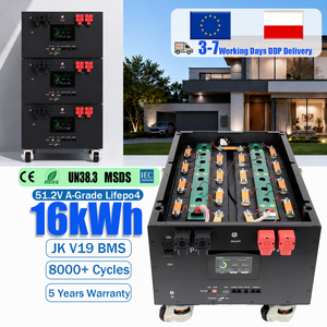 EU Stock DDP Shipping JK V19 BMS 51.2V 16kWh LiFePO4 <b>Battery</b> Stackable Assembly Home Energy Storage Hybrid Grid System RS485 - Product Image 1