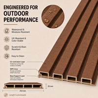 Panneau de grille extérieur MORLENX en bois grainé brun, résistant aux intempéries, à faible entretien, pour façade extérieure