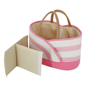 Grand panier à couches en corde de coton, portable, avec séparateur amovible, <span class=keywords><strong>sac</strong></span> de rangement multifonction, organisateur de table pour le rangement des couches de bébé - Product Image 4