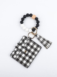 Nuevo Estilo Llavero de Pulsera con Cuentas, Bolso Pequeño para Dama, Funda para Tarjeta de Autobús de Estudiante, Colgante de PU con Flecos - Product Image 3