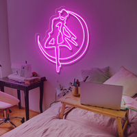 Rebow-Lámpara de luz de neón Sailor Moon, letrero de neón personalizado para pared y dormitorio