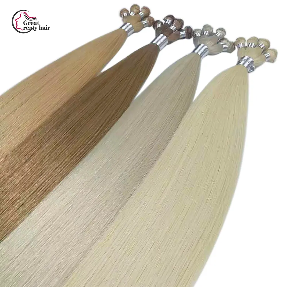 Hand Tied Weft Hair Extension Wholesale European Cuticle Hair Remy Double Hair Weft Piano Hand Tied Weft Hair Extension