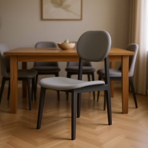 Sedia da pranzo moderna Homeera imbottita in tessuto grigio con struttura nera per arredamento sala da pranzo J0030-81 - Product Image 2