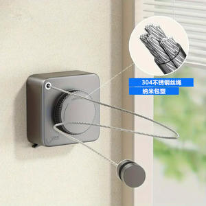 En stock porte-<span class=keywords><strong>linge</strong></span> peu encombrant séchage des vêtements corde à <span class=keywords><strong>linge</strong></span> rétractable murale en acier inoxydable 4.2 mètres - Product Image 2