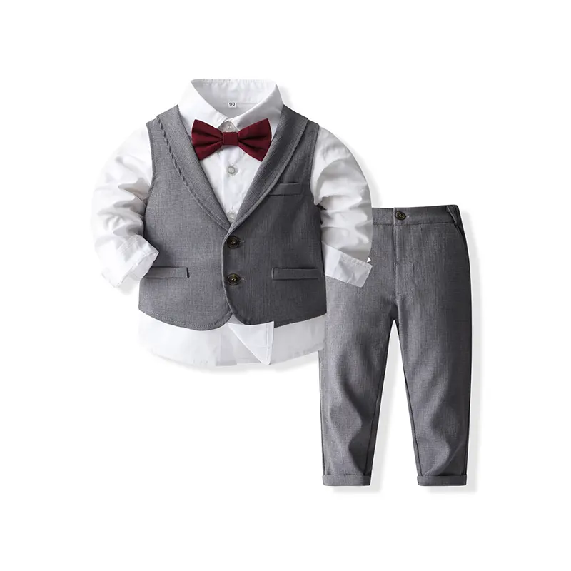 Winter Wedding Toddler Formal Outfit Boy Suits Dress 3 Pieces Vest+Shirt+Pants Baby Clothing Set 1 to 2 Years Baby Sets