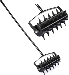Aérateur de pelouse manuel à roulettes, machine d'aération à pointes triangulaires, largeur de travail 400 mm, pour jardin et cour - Product Image 1